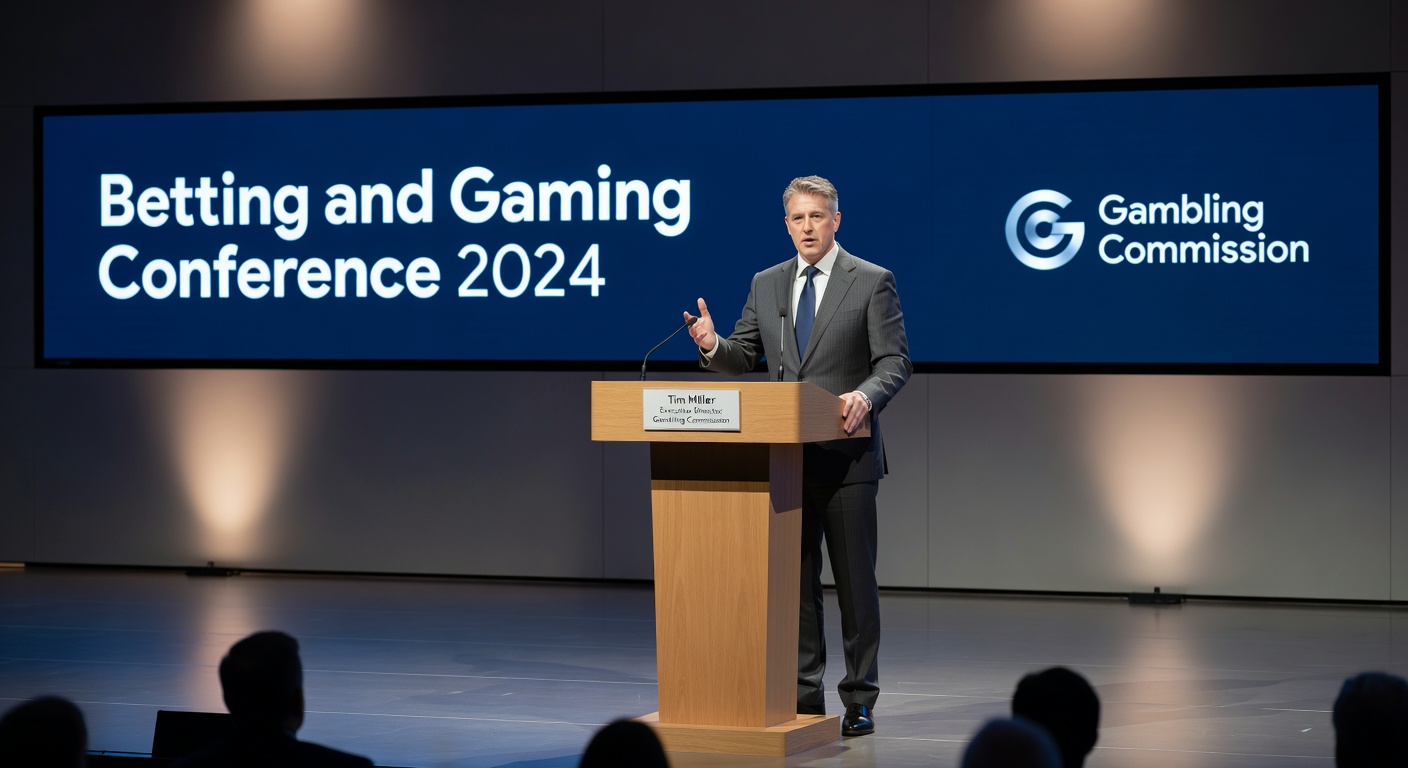 Close-up of Gambling Commission logo alongside financial charts representing licence fees and GGY calculations