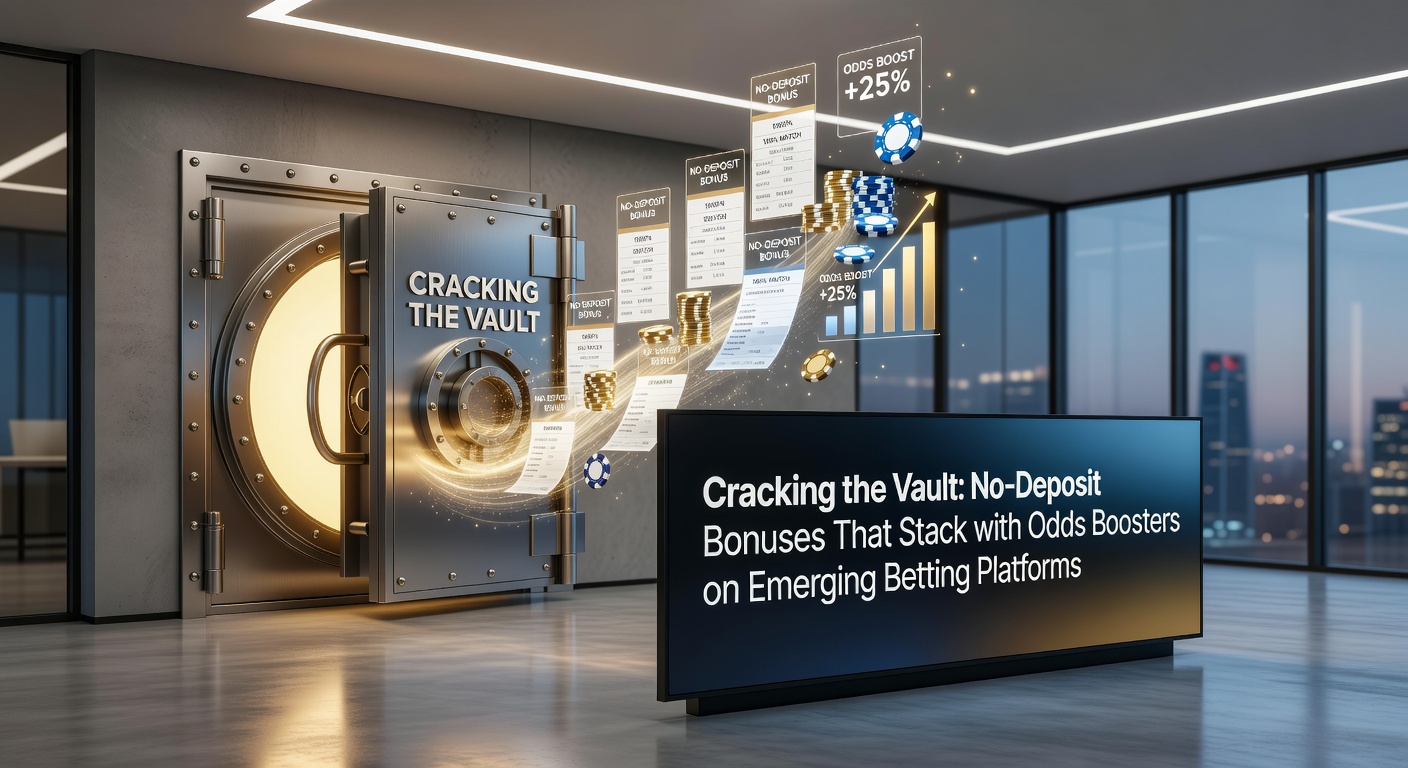 Screenshot of a betting app dashboard showing stacked no-deposit bonus and active odds booster on a live match