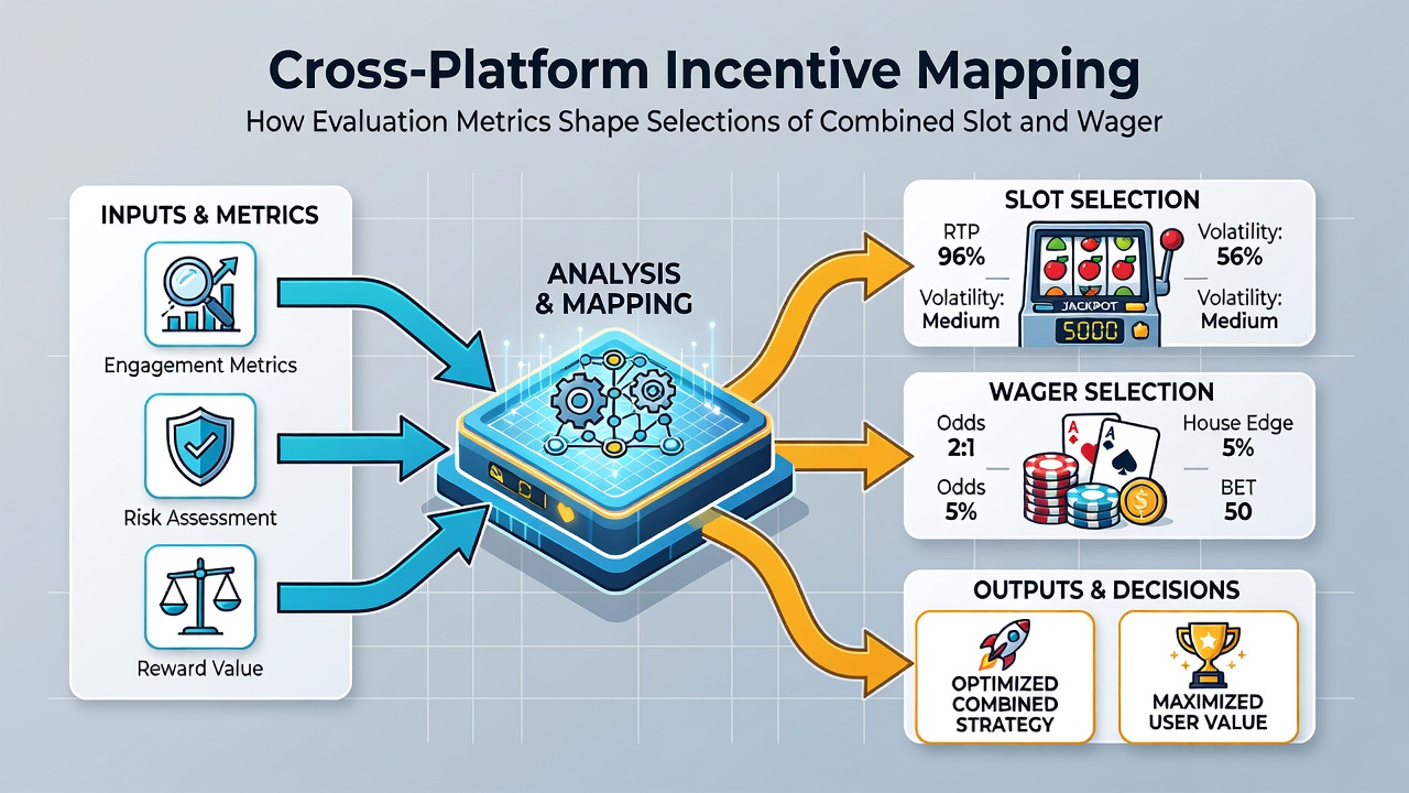 Illustration of slot and wager reward layers integrated through evaluation metrics on a hybrid platform dashboard