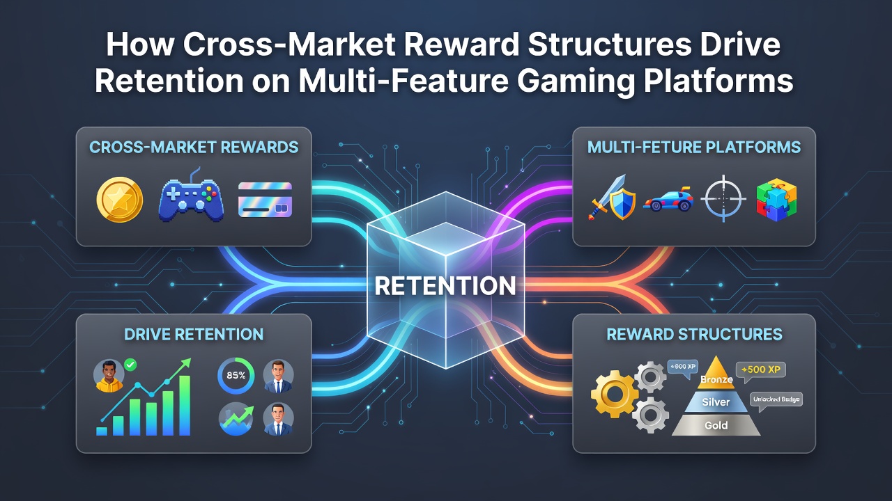 Dashboard view of a multi-feature gaming platform highlighting loyalty tiers and cross-market redemption options