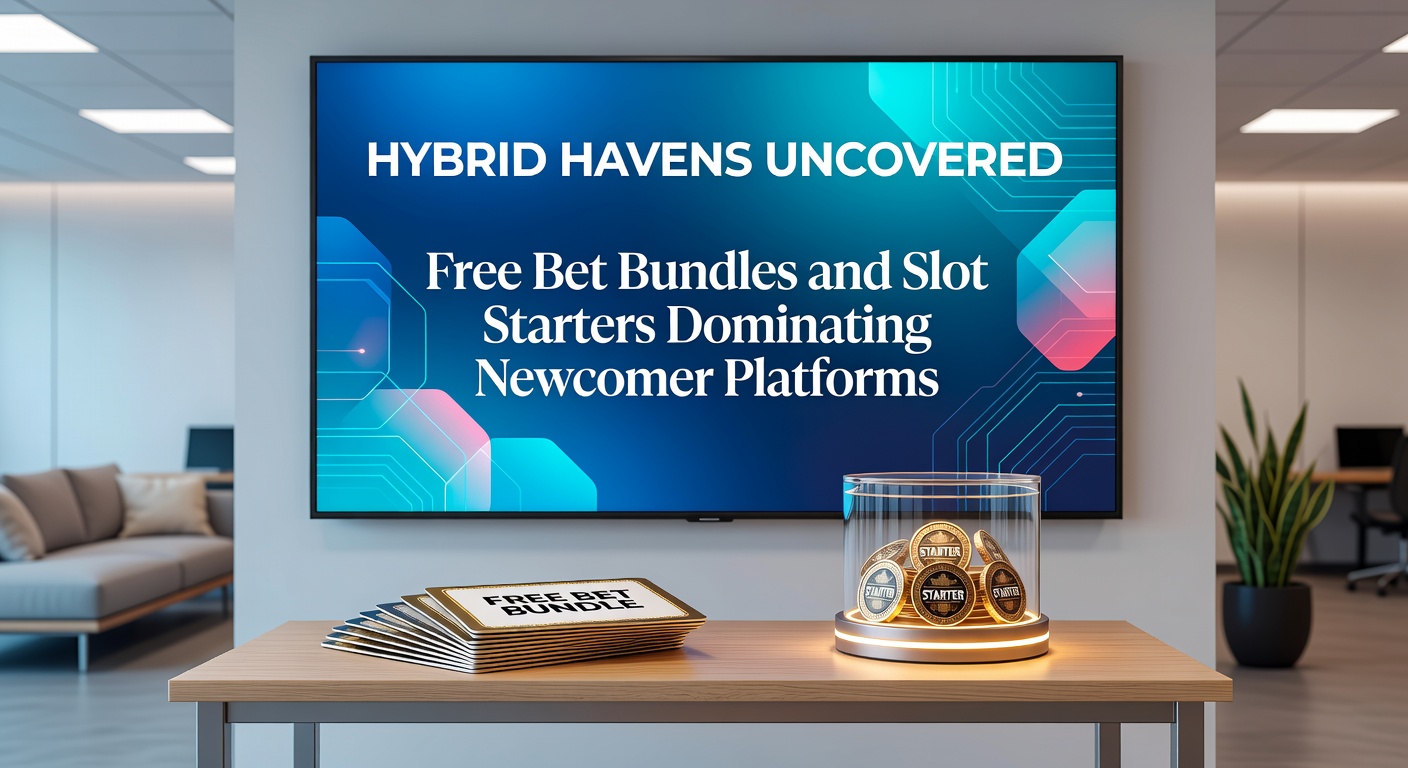 Dynamic screenshot of a hybrid betting dashboard featuring stacked free bet offers alongside colorful slot game thumbnails