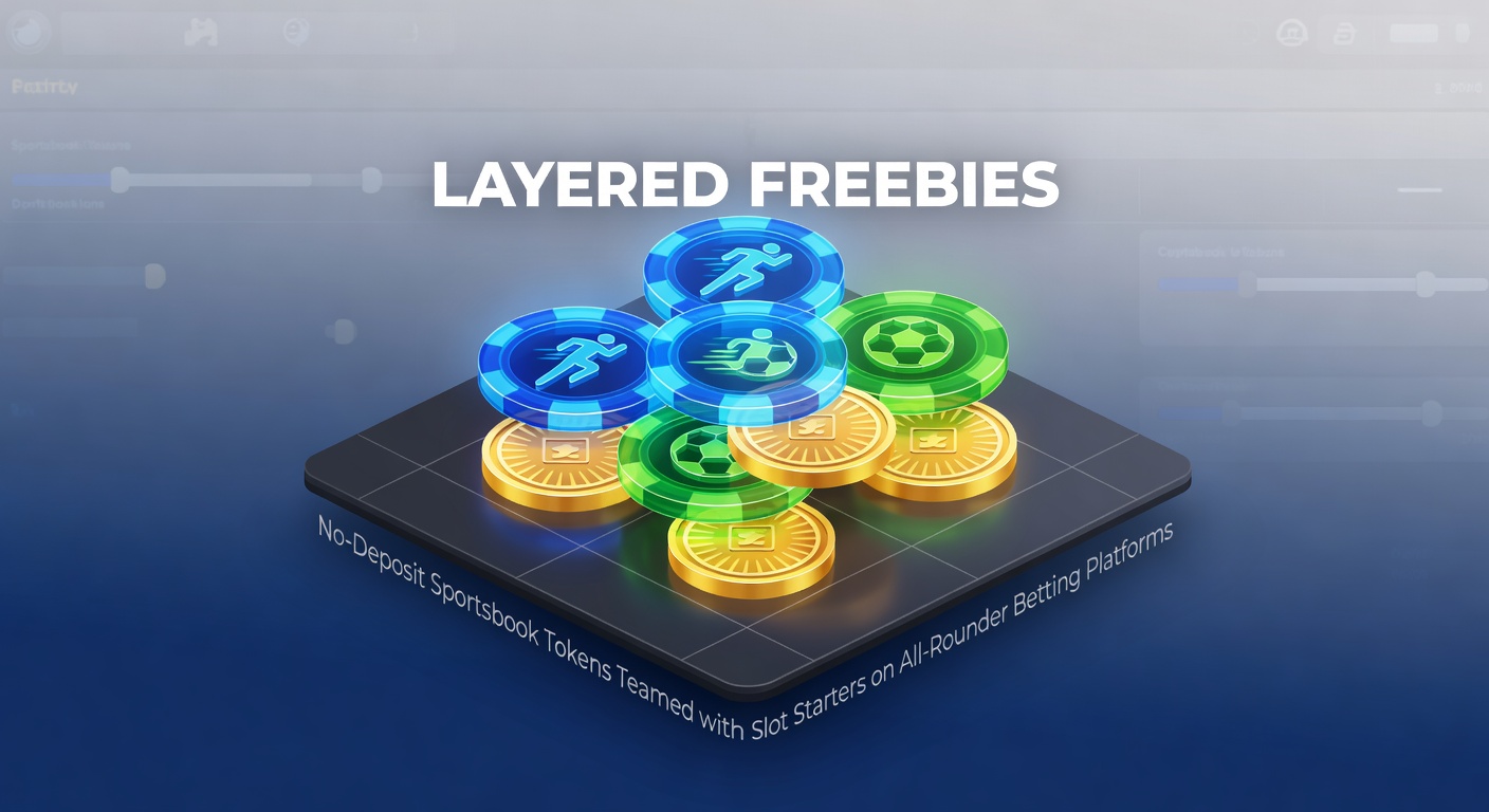 Screenshot of a hybrid betting platform dashboard showing no-deposit sportsbook token and slot starter promotions side by side