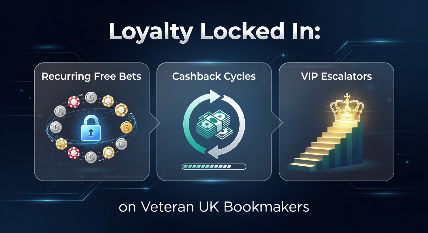 Dashboard showing recurring free bet offers on a veteran UK bookmaker's loyalty page, highlighting weekly credits and opt-in buttons