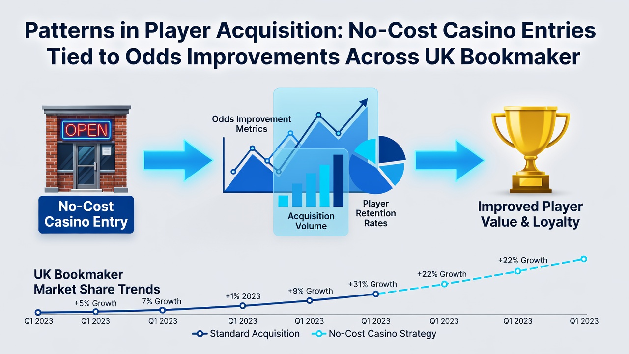 Data visualization of UK bookmaker trends linking complimentary casino access with improved odds across multiple operators