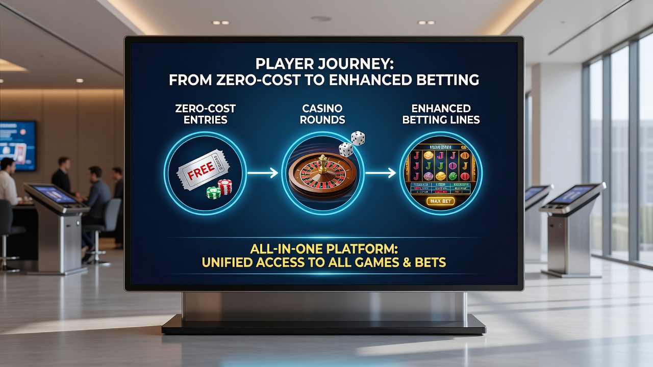 Integrated dashboard showing casino rounds connecting to enhanced betting lines