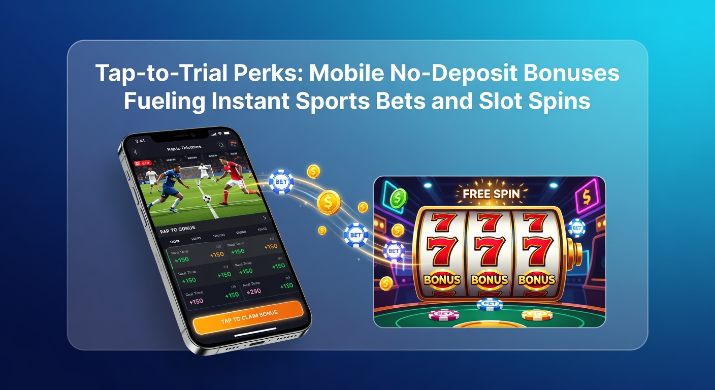 Smartphone screen displaying a no-deposit bonus prompt for instant sports bets and slot spins on a betting app